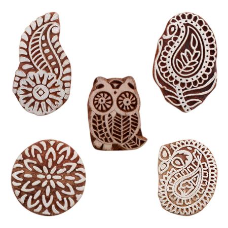 Set of 5 Piece New Mix Wooden Printing Blocks